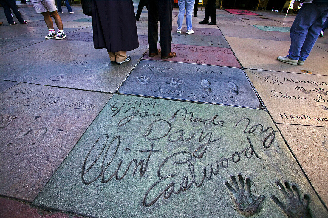 Clint Eastwood footprints in cement at a theater,  Mann¬¥s Chinese Theater,  Los Angeles,  California,  USA