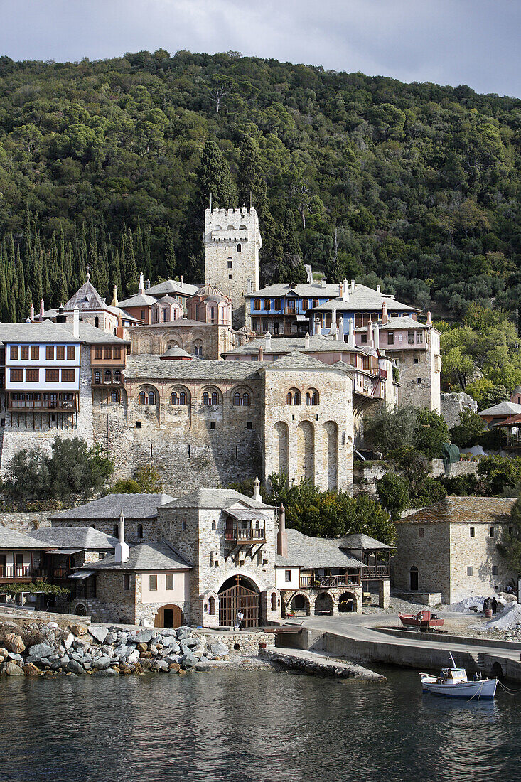 Monastery of Docheiariou, founded between 1030-1032, by the monk Daniel of Docheiariou, Athos Peninsula, Mount Athos, Chalkidiki, Greece