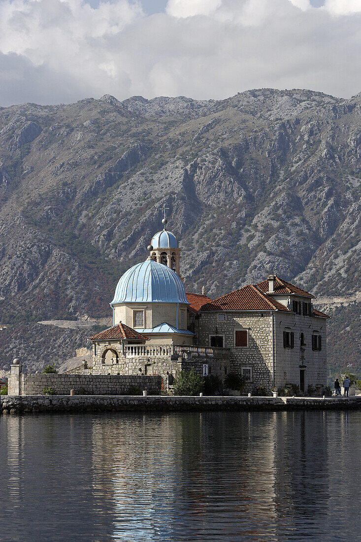 Perast, islet of Our Lady of the Rock, Our Lady of the Rock church, Kotor Bay, Montenegro