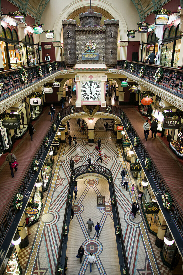 Australia - New South Wales (NSW) - Sydney: Interior of the Queen Victoria Building (b.1898) with the Royal Clock built by the English Queen´s Royal Clock Makers and resembling Balmoral Castle in England