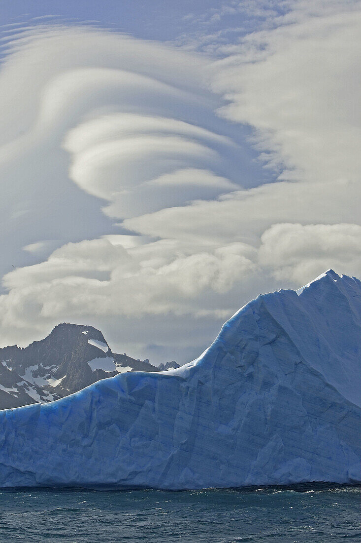 Lenticular clouds,  Drygalski Fjord. South Georgia,  SGSSI,  UK