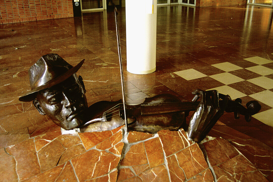 Musician sculpture in the Stopera,  Amsterdam,  The Netherlands