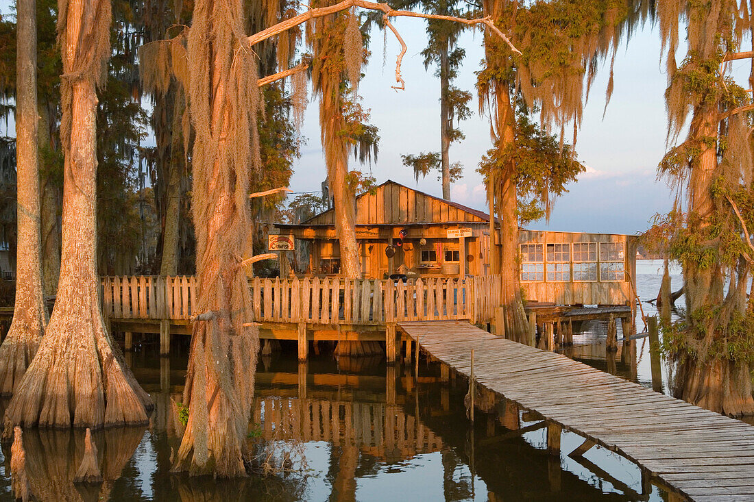 Cabins near Attakapas Landing on Lake Verret, near Pierre Part, Louisiana, USA