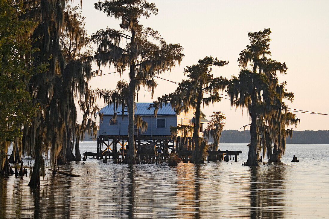 Cabins near Attakapas Landing on Lake Verret, near Pierre Part, Louisiana, USA