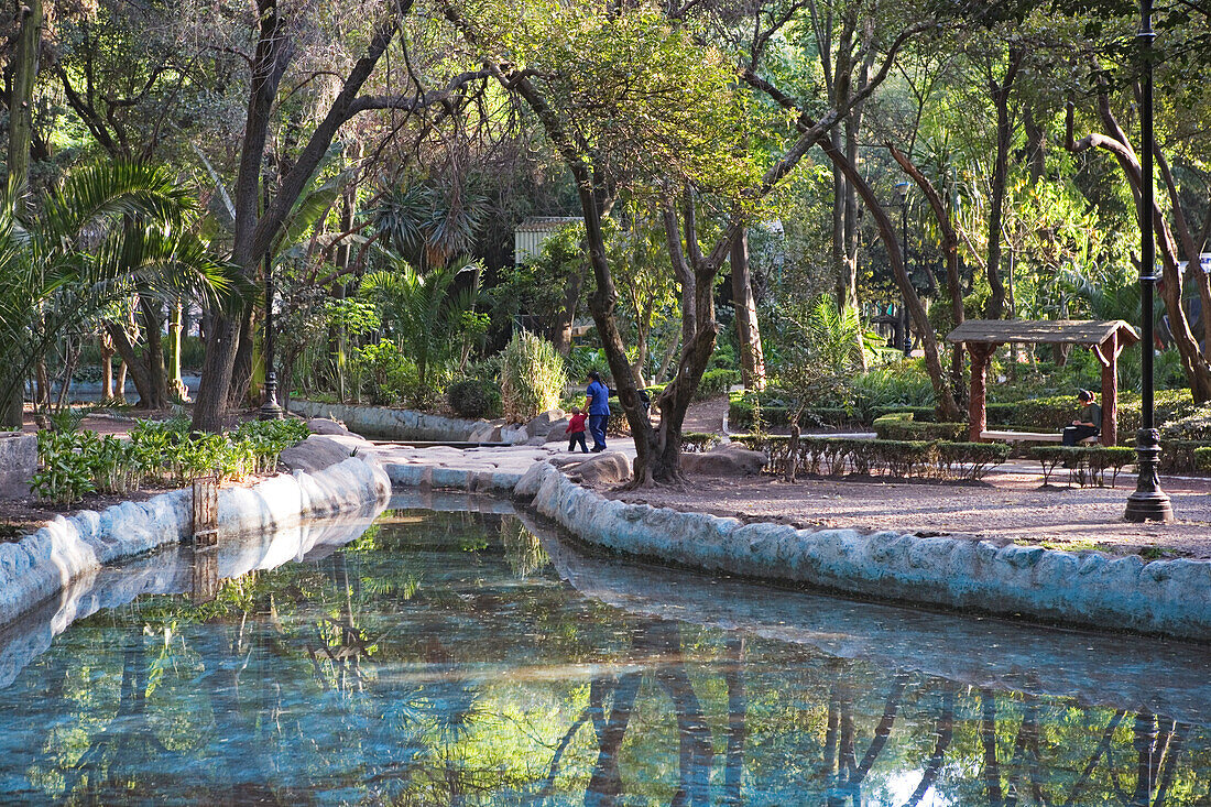 künstlicher Wasserlauf im Parque Mexico, Mexiko Stadt, Bundesstaat Mexiko, Mexiko