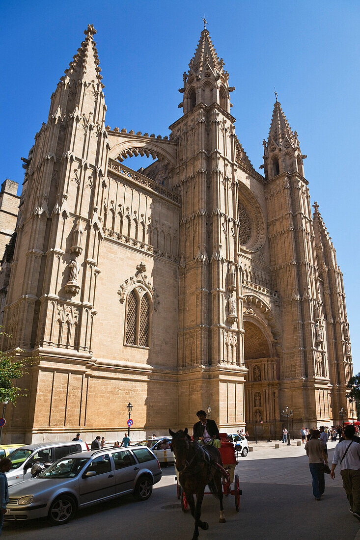 Die Kathedrale La Seu im Sonnenlicht, Palma, Mallorca, Spanien, Europa