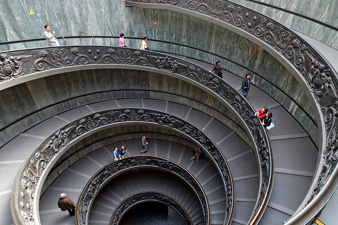 Helical Stairway Designed By Giuseppe Momo In 1932 Going Up In The Vatican Museum, Rome, Italy