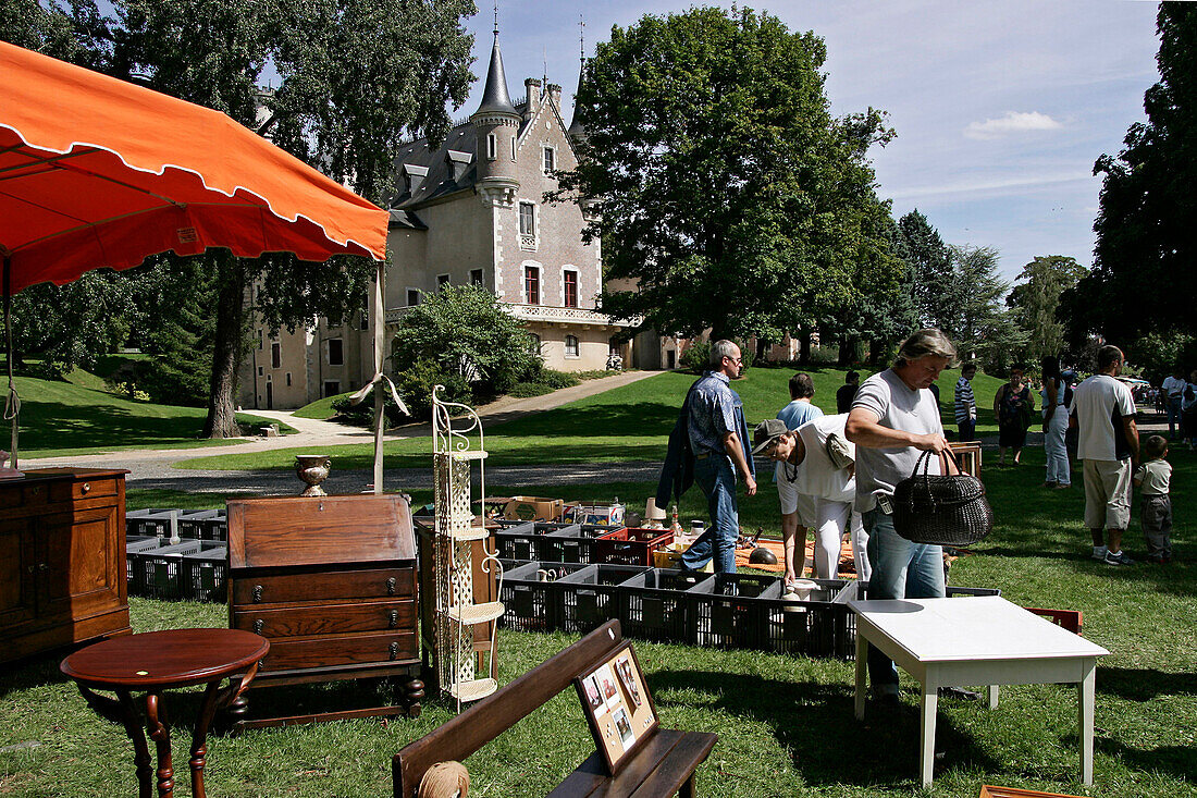 Antique Market In The Town Hall Park, Saint-Florent-Sur-Cher, Cher (18), France