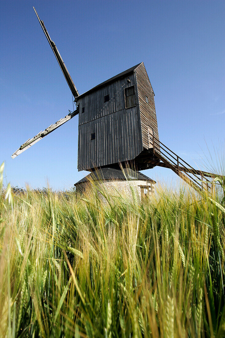 Windmill Near Wheat Fields, Eure-Et-Loir (28), France