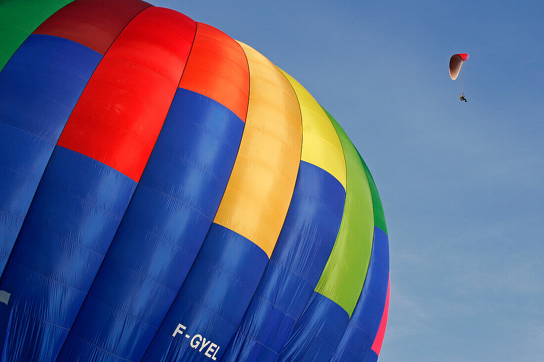 Hot-Air Balloon And Paraglider, Eure-Et-Loir (28), France