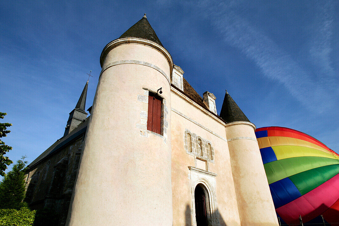 Hot-Air Balloon Behind The Church Of Romilly-Sur-Aigre, Eure-Et-Loir (28), France