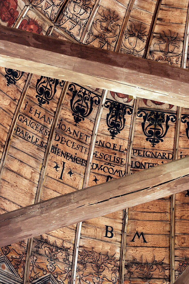 Painted Ceiling In The Church Of Chatillon-En-Dunois, Eure-Et-Loir (28), France