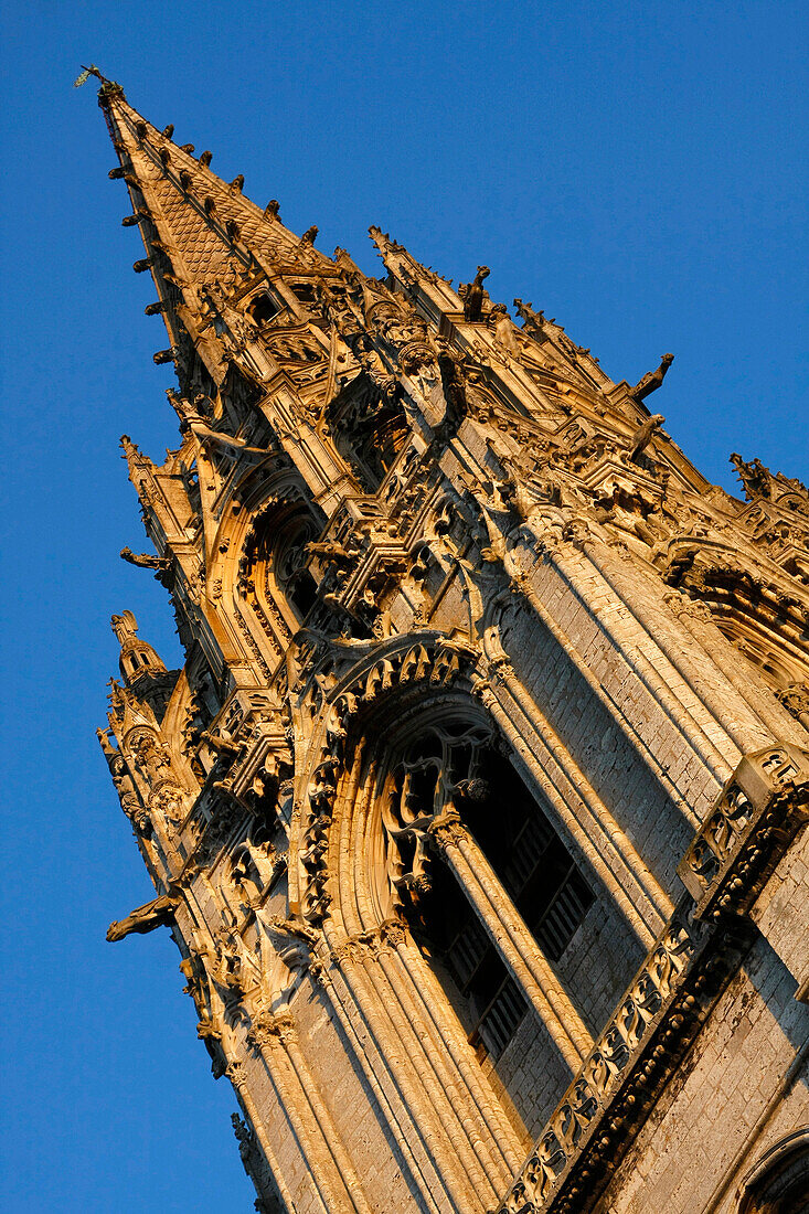 The Old Gothic?Style Northern Tower Topped By A Flamboyant Spire From The 15Th Century, Notre-Dame De Chartres Cathedral, Eure-Et-Loir (28), France