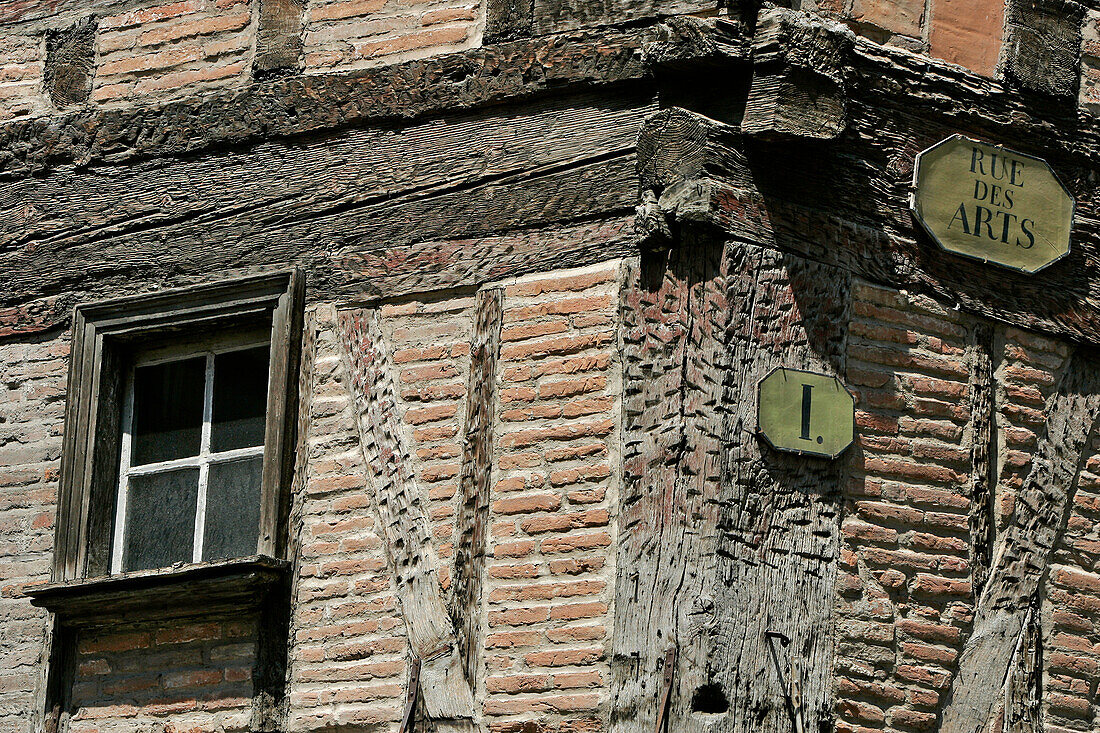 Brick And Half-Timbered Houses, Rue Des Arts, Toulouse, Haute-Garonne (31), France