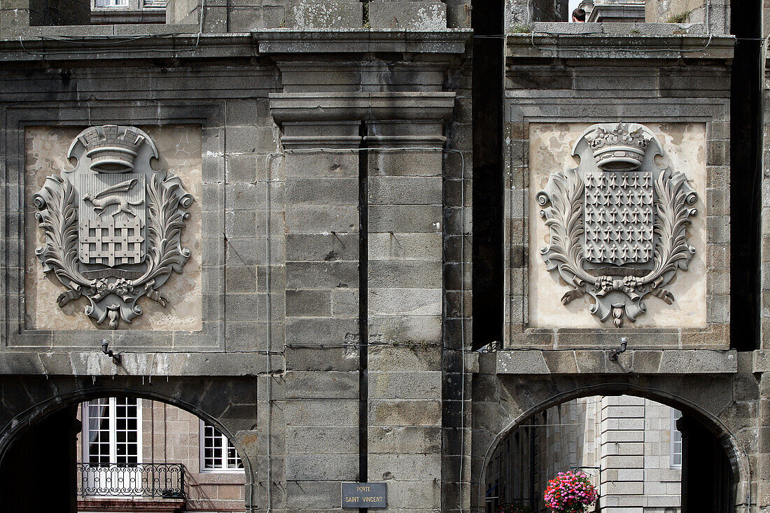 The Town'S Coat Of Arms On The Saint-Vincent Gate, Saint-Malo, Ille-Et-Vilaine (35), France