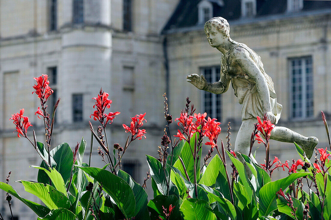 Statuette In The English-Style Gardens Of The Chateau Of Valencay, Indre (36), France