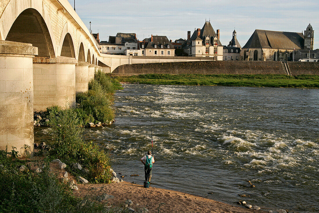 Fishing On The Banks Of The Loire, Amboise, Indre-Et-Loire (37), France