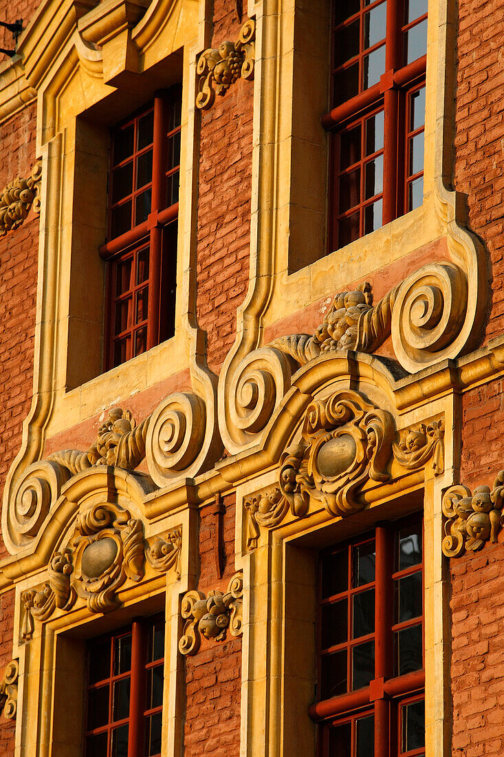 Decorated Facades Of The Buildings On The Main Square La Grande Place, Flemish Baroque Architecture, Place Du General De Gaulle, Lille, Nord (59), France
