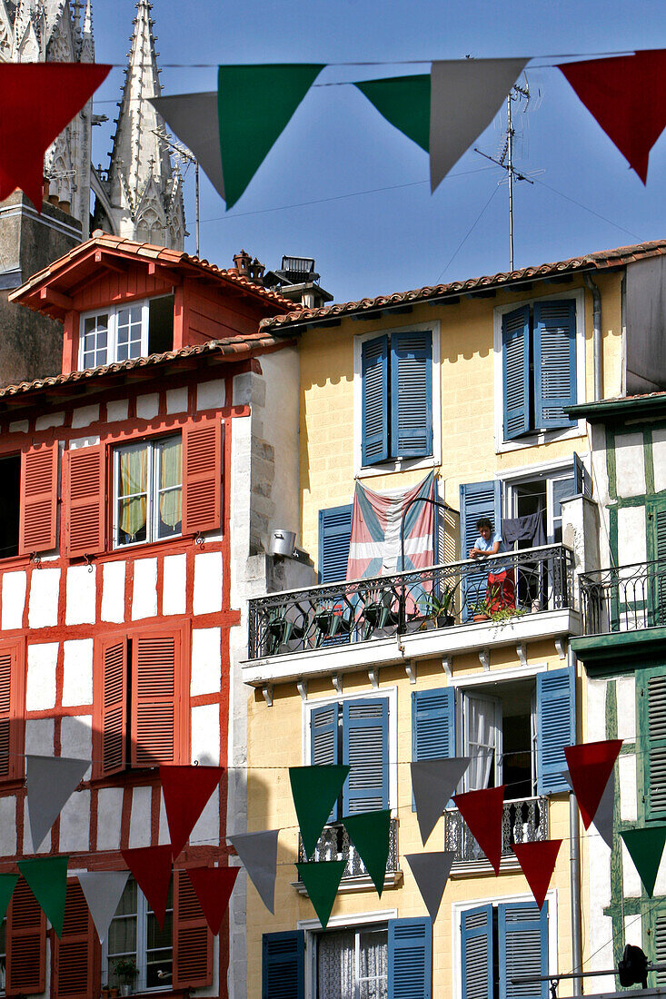 Facade Of A Bayonne House, Basque Country, Basque Coast, Bayonne, Pyrenees-Atlantique (64), France