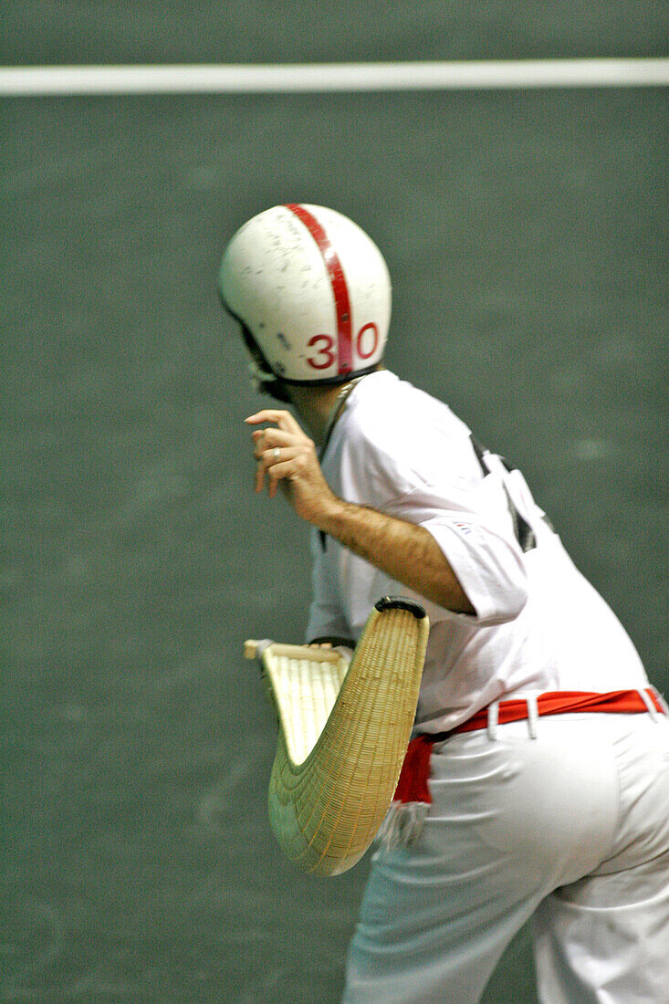 A Game Of Grand Chistera Pelota, Biarritz Master Jai Alai, Euskal Jai, Basque Country, Basque Coast, Biarritz, Pyrenees Atlantiques, (64), France