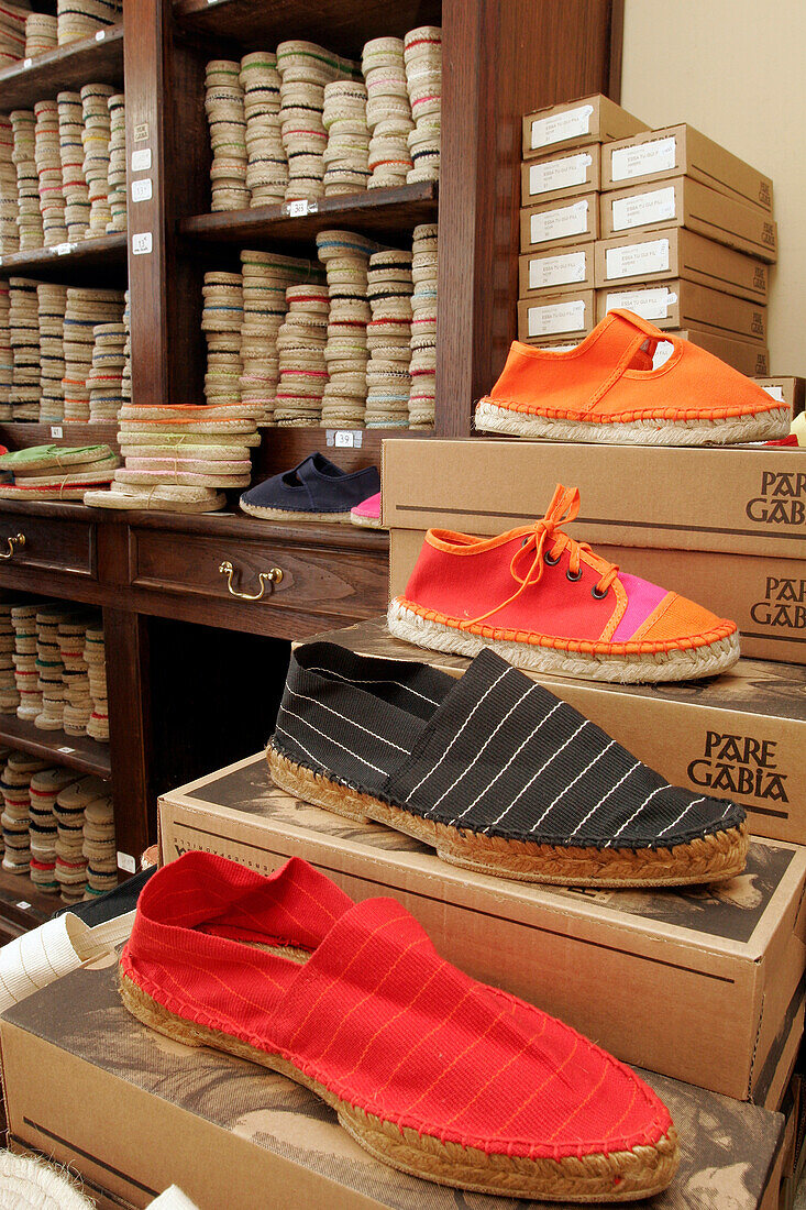 Shoe Store, Les Sandales D'Eugenie, Espadrilles And Rope Shoes, Biarritz, Pyrenees Atlantiques, (64), France, Basque Country, Basque Coast