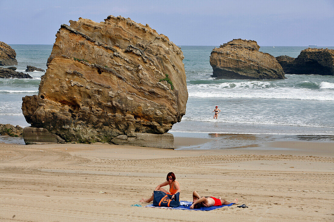 Grande Plage Beach, Biarritz, Pyrenees Atlantiques, (64), France, Basque Country, Basque Coast
