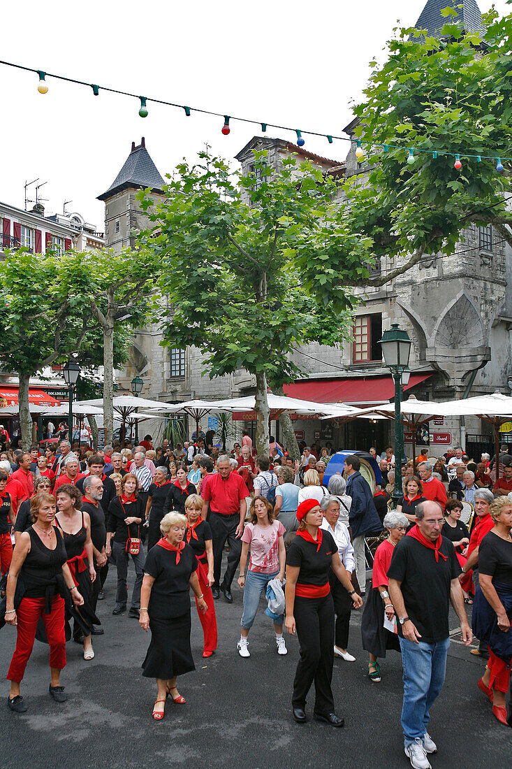 Traditional Dance During The Festival Of Saint John In Front Of The Louis Xiv House, Saint Jean De Luz, Pyrenees Atlantiques, (64), France, Basque Country, Basque Coast