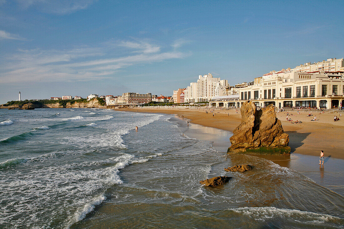 Promenade On The Grande Plage, Casino, Architecture Art Deco, Biarritz, Basque Country, Basque Coast, Pyrenees-Atlantique (64), France