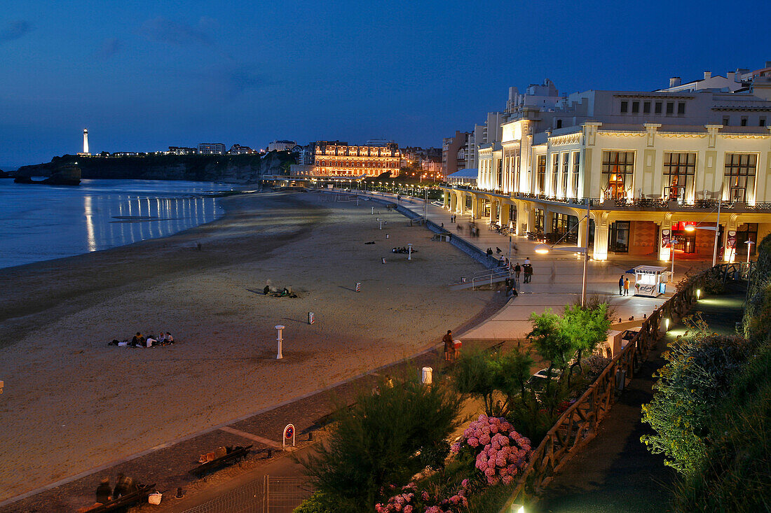 The Promenade On The Grande Plage Beach, Casino, Art Deco Architecture, Biarritz, Pyrenees Atlantiques, (64), France, Basque Country, Basque Coast