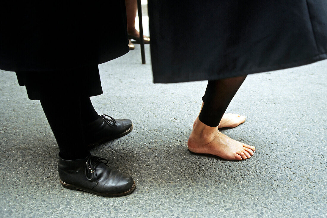 Walking Barefoot, Procession Of La Sanch, The Passion Of Christ, Good Friday, Perpignan, Pyrenees-Orientales (66), France