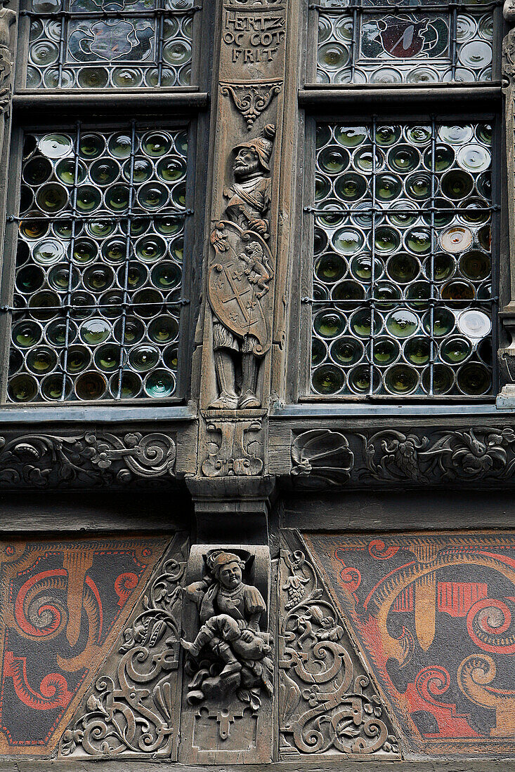 Detail Of The Facade Of The Kammerzell House, Strasbourg, Bas Rhin (67), France, Europe