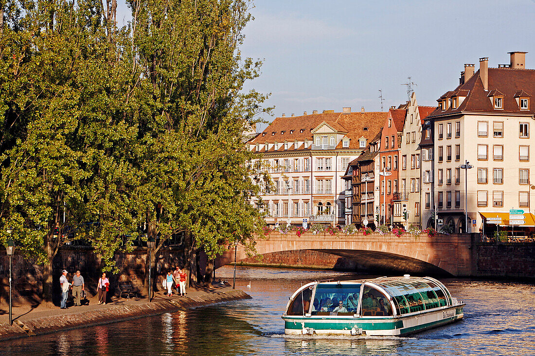 Boat Ride On The Ill And Facades On The Saint Nicolas Quay, Strasbourg, Bas-Rhin (67), Alsace, France