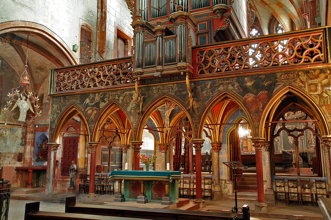 Rood Screen And Organ, Saint Peter The Younger Protestant Church, Strasbourg, Bas Rhin (67), Alsace, France, Europe