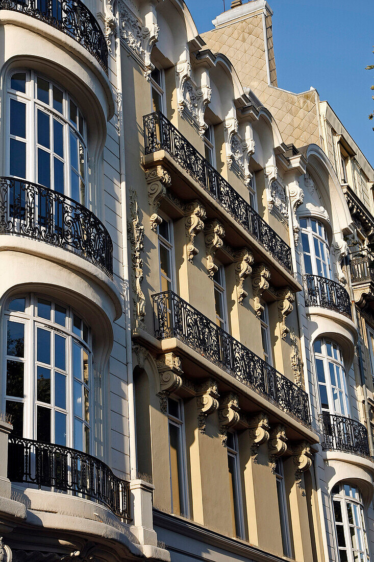 Balconies And Windows, Facades Of Buildings On The Boulevard De Strasbourg, Le Havre, Seine-Maritime (76), Normandy, France