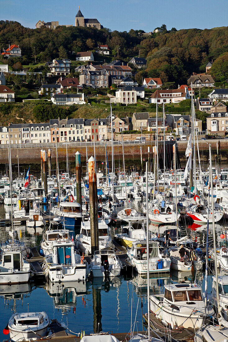 The Church Clinging To The Hill And The Marina Of Fecamp, Seine-Maritime (76), Normandy, France