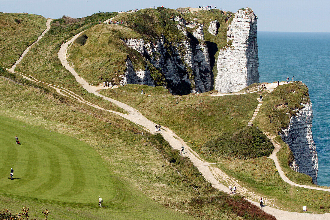 The Golf Course On The Cliffs Of Etretat, Seine-Maritime (76), Normandy, France