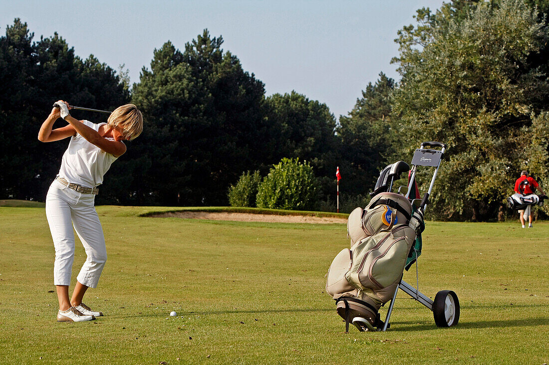 Golfers On The Octeville Golf Course, Le Havre, Seine-Maritime (76), Normandy, France