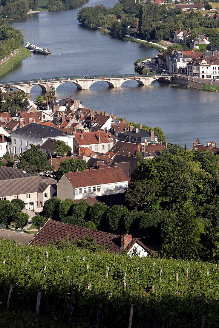 View Of The Heights Of The Town Of Joigny, Yonne (89), Burgundy, France