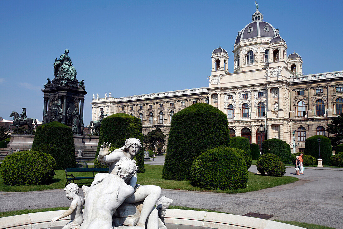 Fountain In Front Of The Naturhistorisches Museum, Museum Of Natural History, Maria-Theresien Platz, Vienna, Austria