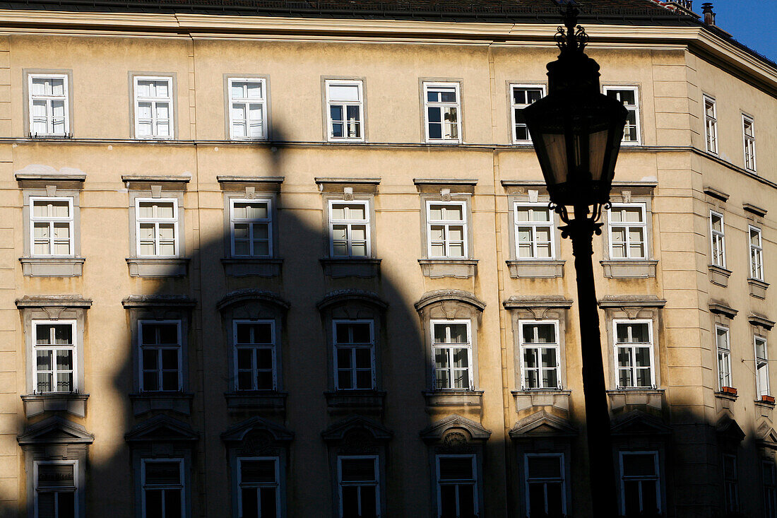 Building'S Facade With The Shadow Of The Dome Michaelertrakt, Michaelerplatz, Vienna, Austria