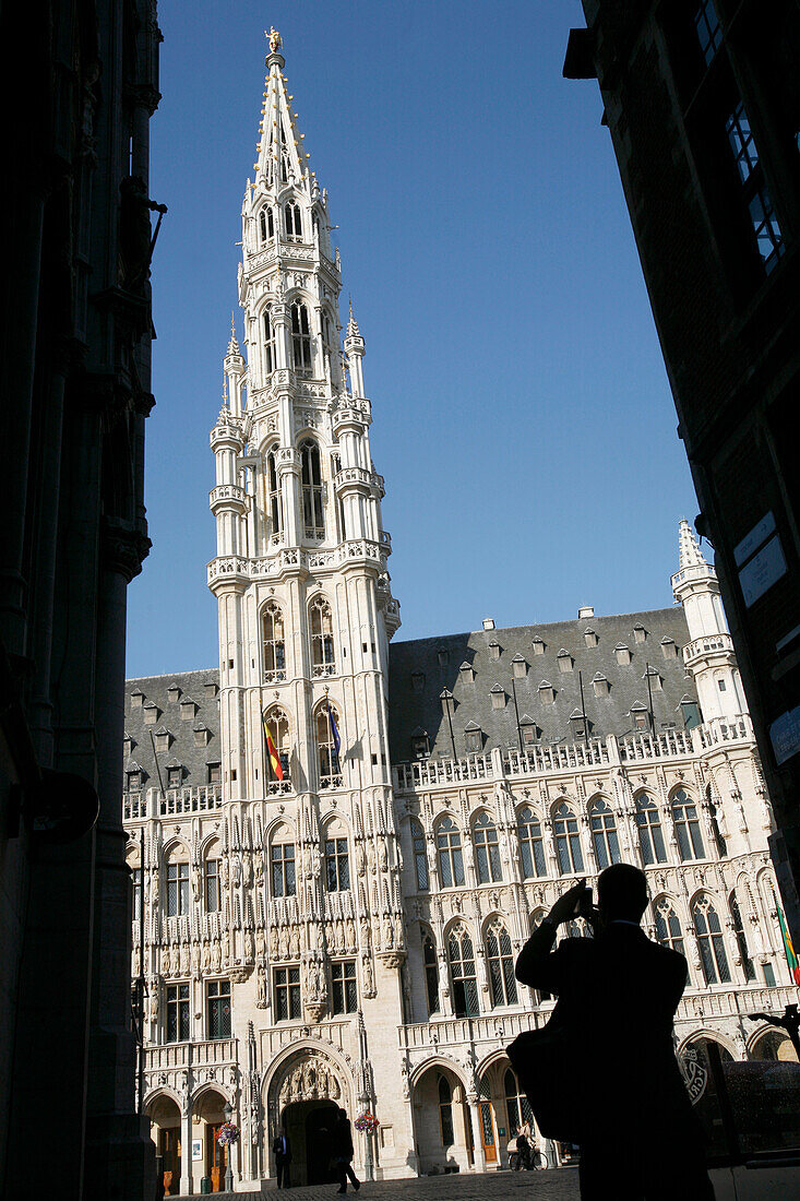 Spire Of The City Hall, Grand Place (Main Square), Brussels, Belgium