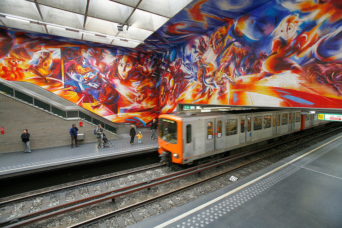 Hankar Subway Station, Mural By Roger Somville, Entitled 'Our Times', Brussels, Belgium