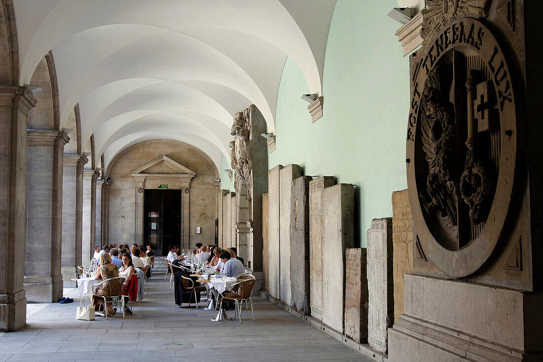 Cafe Restaurant In The Inner Courtyard Of The Museum Of Art And History, Geneva, Switzerland