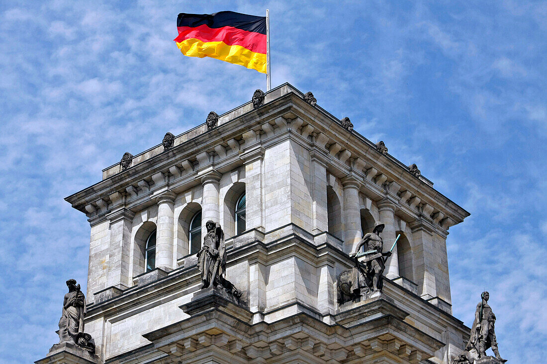 German Flag, German Parliament, Deutscher Bundestag, Reichstag, Platz Der Republik, Berlin, Germany