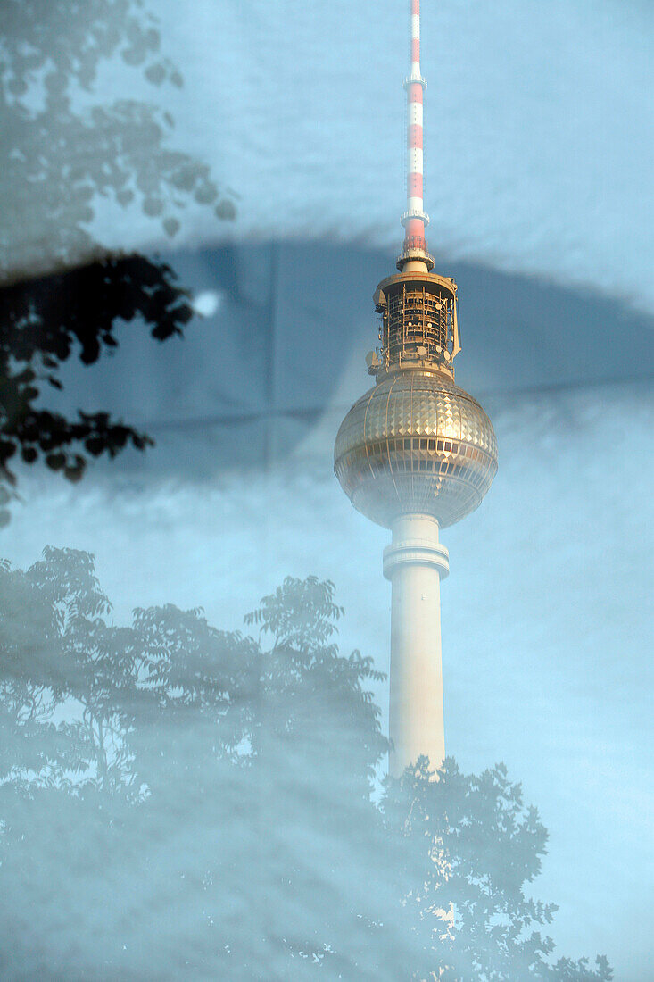 Reflection Of The Television Tower On An Advertising Sign, Fernsehturm, Berlin, Germany