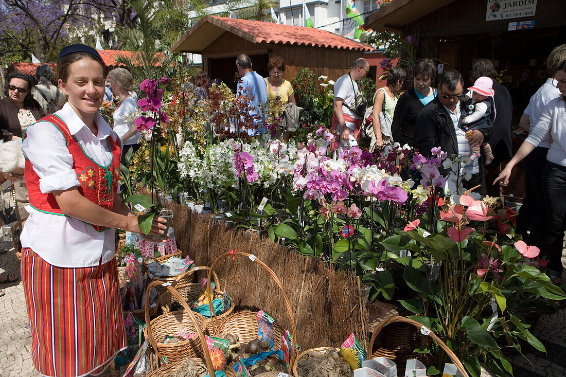 Flower Stall at the Madeira Flower Festival, Funchal, Madeira, Portugal