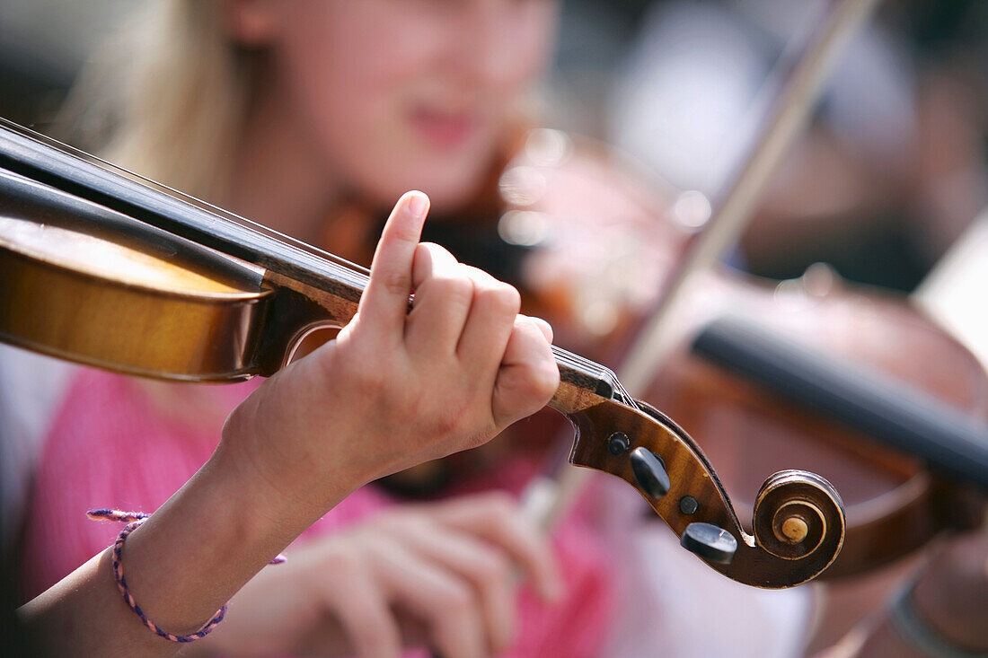 Girl playing violin, Styria, Austria
