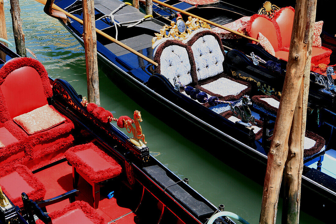 View at gondolas on the Grand Canal, Venice, Veneto, Italy, Europe