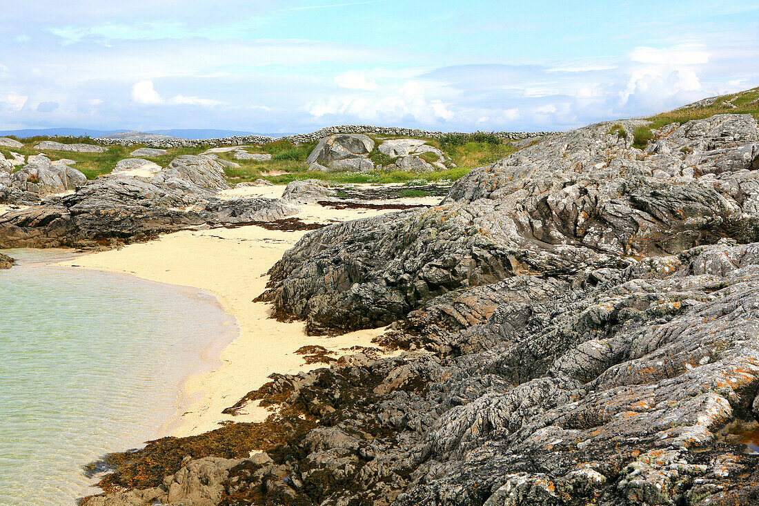 Der Korallenstrand Feile an Doilin in der gälisch sprechenden Region Gaeltacht, Carraroe, Connemara, County Galway, Westküste, Irland, Europa