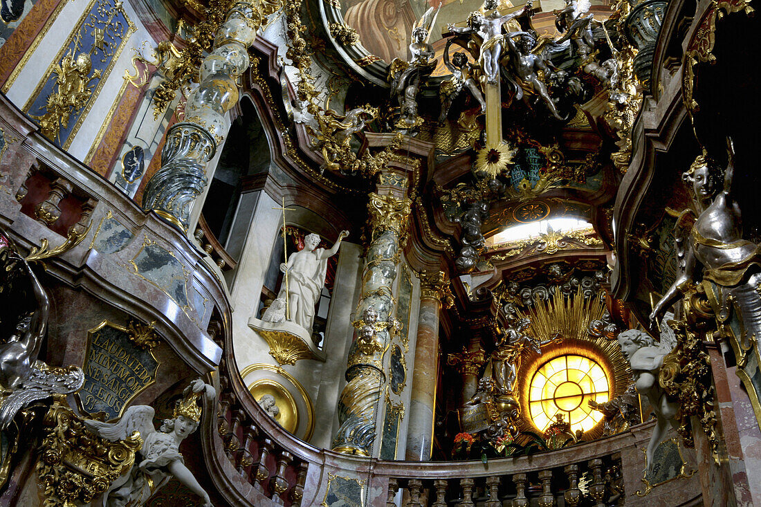 Inside the Asam Church of St. Johann Nepomuk, Munich, Bavaria, Germany
